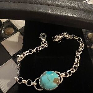 Turquoise Sterling Chain Bracelet